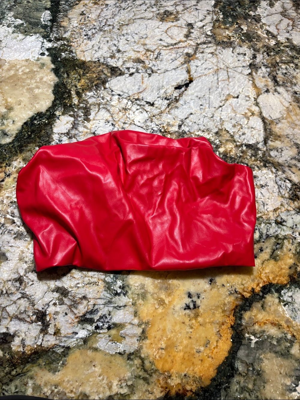 Red faux leather  going out tube top